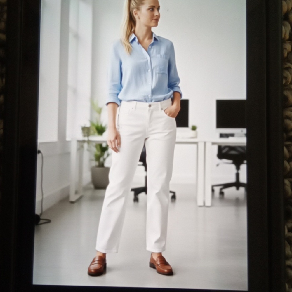 Norma Kamali Eggshell Color Mid Rise Wide Leg Office Womens Size 4 Pants